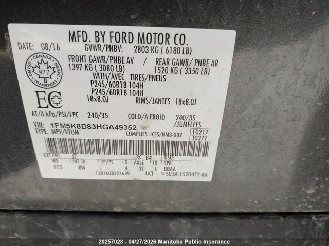 2017 Ford Explorer Xlt მანქანა იყიდება აუქციონზე, vin: 1FM5K8D83HGA49352, აუქციონის ნომერი: 20257028