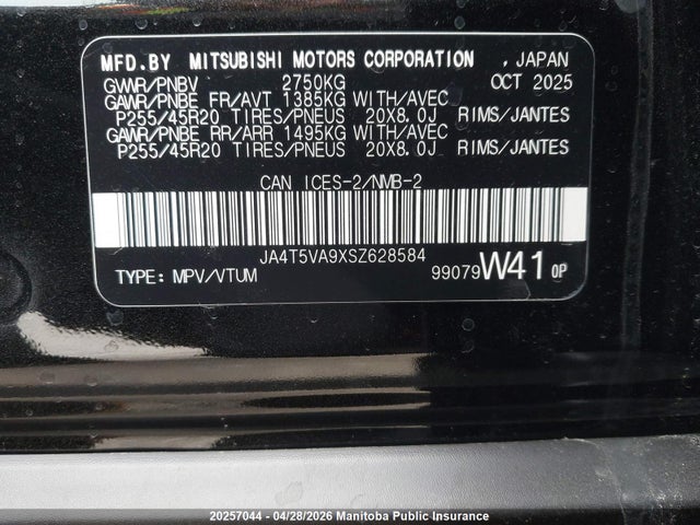 JA4T5VA9XSZ628584 Mitsubishi Outlander Sel Phev