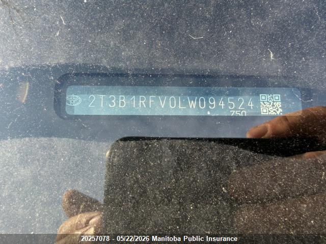 Aukcja sprzedaży 2020 Toyota Rav4 Le, vin: 2T3B1RFV0LW094524, numer aukcji: 20257078