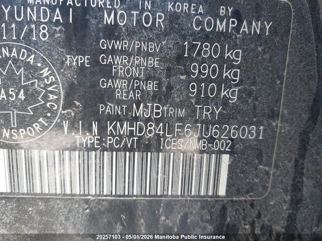 2018 Hyundai Elantra Gl მანქანა იყიდება აუქციონზე, vin: KMHD84LF6JU626031, აუქციონის ნომერი: 20257103