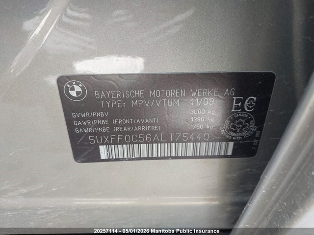 20257114 :رقم المزاد ، 5UXFF0C56ALT75440 vin ، 2010 Bmw X5 35d مزاد بيع