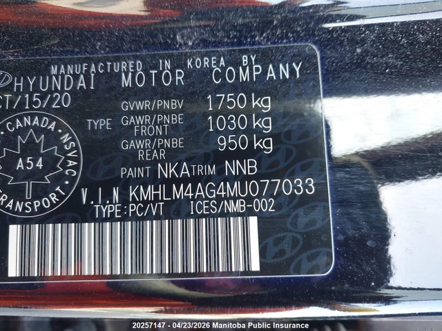 KMHLM4AG4MU077033 Hyundai Elantra Preferred