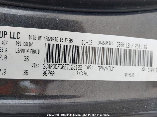 Aukcja sprzedaży 2014 Dodge Journey R/t, vin: 3C4PDDFG0ET125122, numer aukcji: 20257150