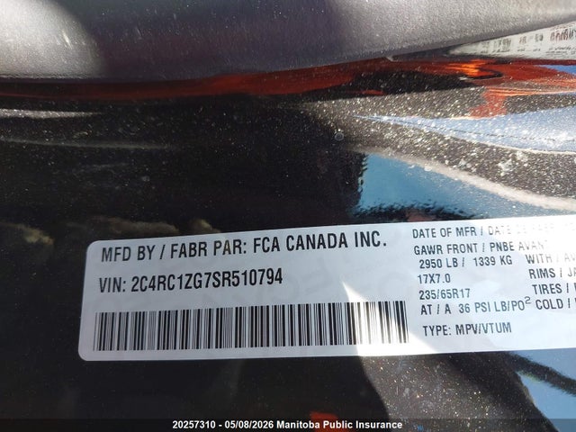 Продаж на аукціоні авто 2025 Chrysler Grand Caravan Sxt, vin: 2C4RC1ZG7SR510794, номер лоту: 20257310