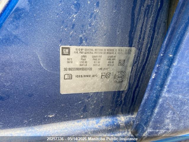 3G1BE5SM8HS503120 Chevrolet Cruze Lt Turbo