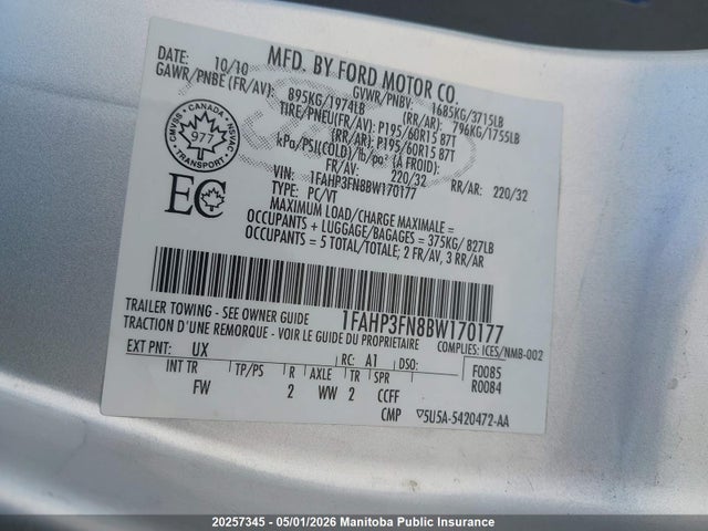2011 Ford Focus Se მანქანა იყიდება აუქციონზე, vin: 1FAHP3FN8BW170177, აუქციონის ნომერი: 20257345
