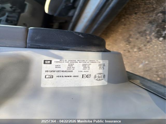 2004 Chevrolet Monte Carlo Ls მანქანა იყიდება აუქციონზე, vin: 2G1WW12E749453995, აუქციონის ნომერი: 20257364