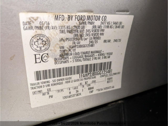 1FAHP2J8XGG125481 Ford Taurus Limited