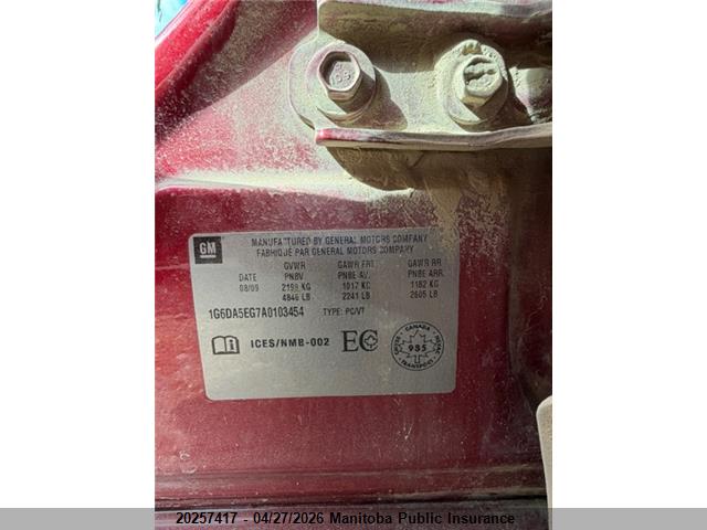 Aukcja sprzedaży 2010 Cadillac Cts 3.0l, vin: 1G6DA5EG7A0103454, numer aukcji: 20257417