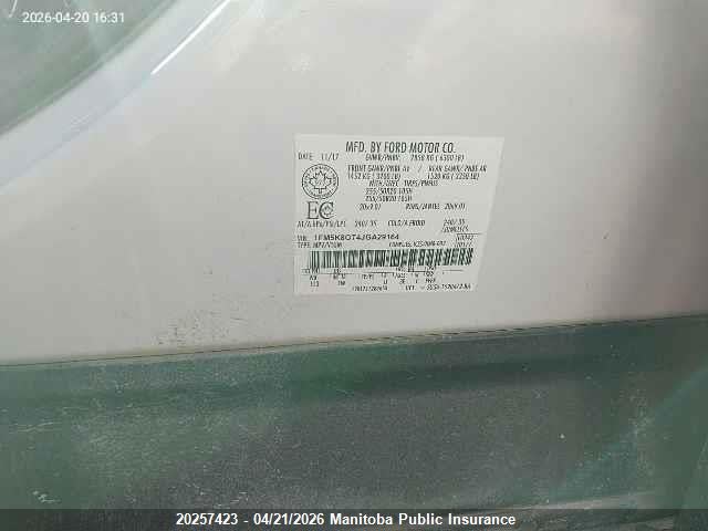 1FM5K8GT4JGA29164 Ford Explorer Sport Ecoboost