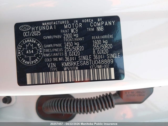 KM8RKESA8TU048889 Hyundai Palisade Luxury Hybrid