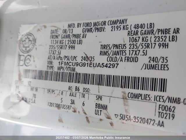 1FMCU9G91EUA54297 Ford ESCAPE SE
