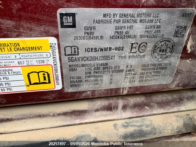 5GAKVCKD8HJ268541 Buick Enclave