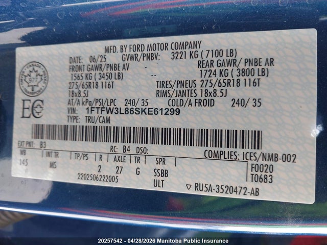 1FTFW3L86SKE61299 Ford F150 Xlt Supercrew
