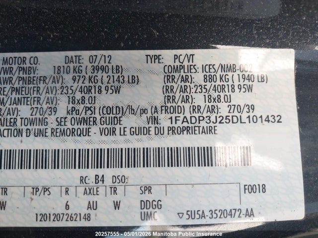 Продаж на аукціоні авто 2013 Ford Focus Titanium, vin: 1FADP3J25DL101432, номер лоту: 20257555