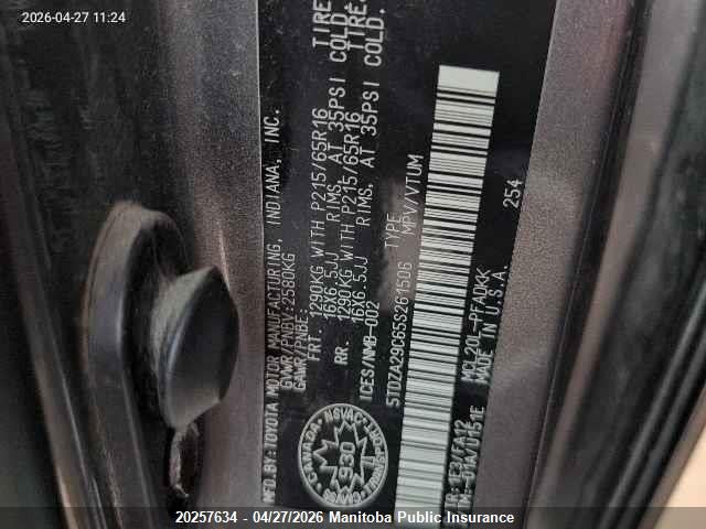 2005 Toyota Sienna Ce V6 მანქანა იყიდება აუქციონზე, vin: 5TDZA29C65S261506, აუქციონის ნომერი: 20257634
