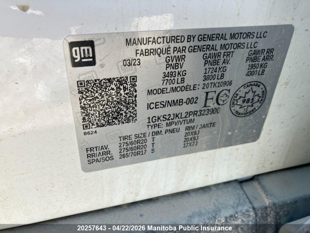 Aukcja sprzedaży 2023 Gmc Yukon Xl Denali, vin: 1GKS2JKL2PR323900, numer aukcji: 20257643