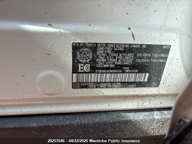 20257646 :رقم المزاد ، 2T3D1RFV0SW585456 vin ، 2025 Toyota Rav4 Limited مزاد بيع