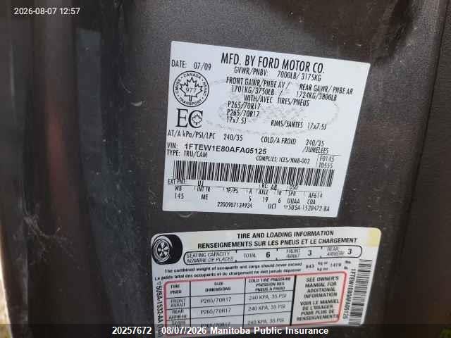 Aukcja sprzedaży 2010 Ford F150 Xlt Supercrew, vin: 1FTEW1E80AFA05125, numer aukcji: 20257672