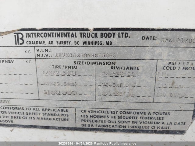 Продажа на аукционе авто 2000 Freightliner Other, vin: 1FVXJJBB0YHG06838, номер лота: 20257694