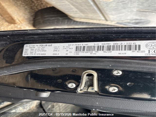 20257734 :رقم المزاد ، 1C6RR7TM4FS687430 vin ، 2015 Dodge Ram 1500 Slt Crew Cab مزاد بيع
