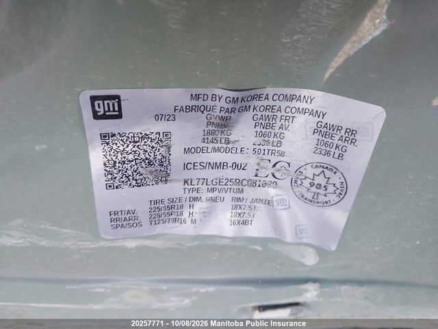 Aukcja sprzedaży 2024 Chevrolet Trax Rs, vin: KL77LGE25RC081630, numer aukcji: 20257771