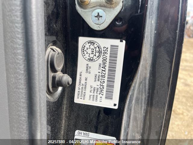 Aukcja sprzedaży 2010 Honda Civic Dx, vin: 2HGFG1B2XAH007952, numer aukcji: 20257880