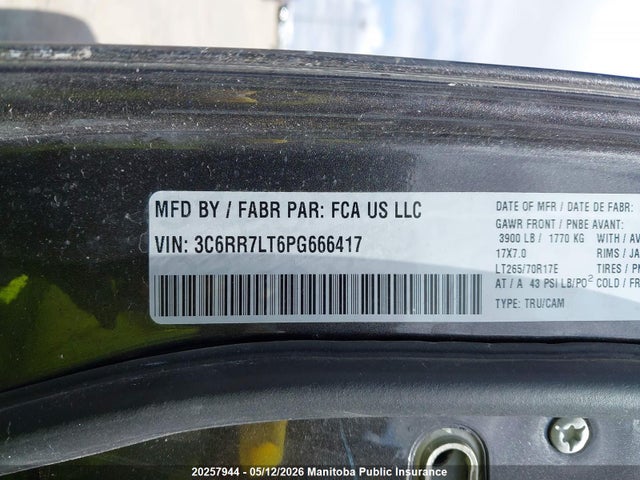 Aukcja sprzedaży 2023 Dodge Ram 1500 Slt Crew Cab, vin: 3C6RR7LT6PG666417, numer aukcji: 20257944