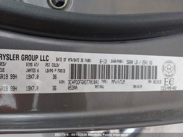 Aukcja sprzedaży 2013 Dodge Journey R/t, vin: 3C4PDDFG0DT701841, numer aukcji: 20257976