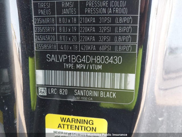 20258032 :رقم المزاد ، SALVP1BG4DH803430 vin ، 2013 Land Rover Range Rover Evoque مزاد بيع