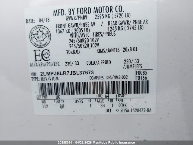 Lincoln Mkx Reserve 2018 2LMPJ8LR7JBL37673 Image 9