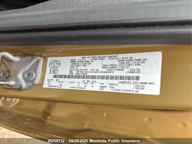 1FMCU0GX4EUB88053 Ford ESCAPE SE