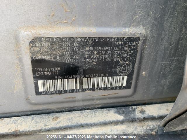 Aukcja sprzedaży 2011 Subaru Outback 2.5i, vin: 4S4BRGGCXB3324089, numer aukcji: 20258161