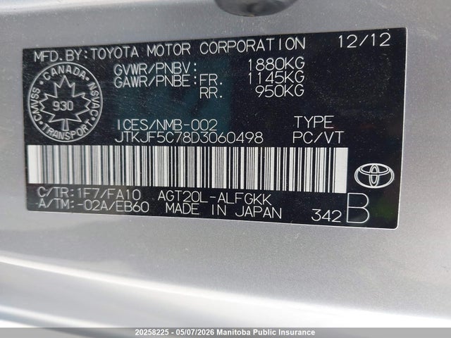 Aukcja sprzedaży 2013 Scion Tc, vin: JTKJF5C78D3060498, numer aukcji: 20258225