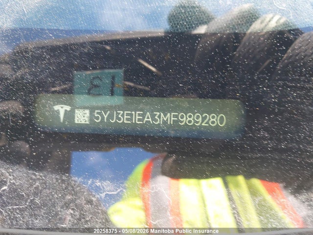 2021 Tesla Model 3 Standard Range Plus 50 მანქანა იყიდება აუქციონზე, vin: 5YJ3E1EA3MF989280, აუქციონის ნომერი: 20258375