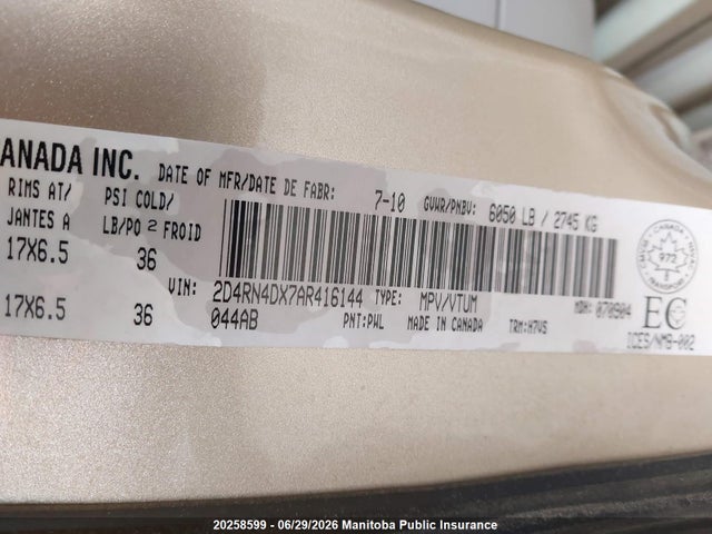 Продаж на аукціоні авто 2010 Dodge Grand Caravan Sxt, vin: 2D4RN4DX7AR416144, номер лоту: 20258599