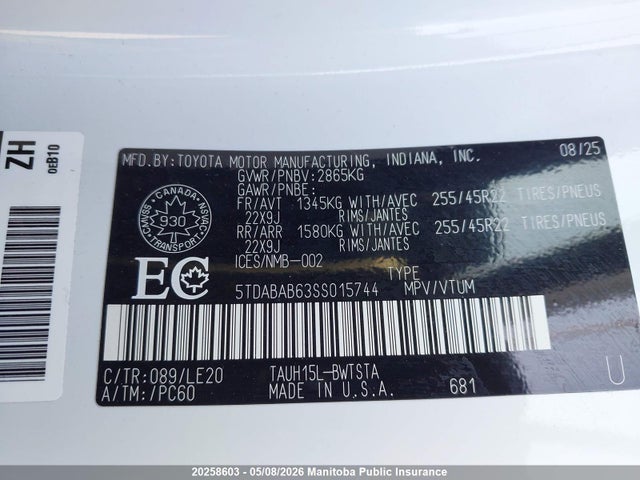 2025 Lexus Tx500h მანქანა იყიდება აუქციონზე, vin: 5TDABAB63SS015744, აუქციონის ნომერი: 20258603