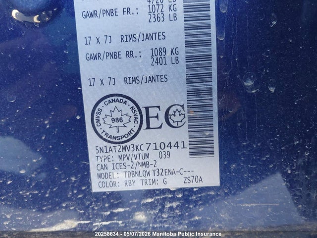 Продаж на аукціоні авто 2019 Nissan Rogue S, vin: 5N1AT2MV3KC710441, номер лоту: 20258634