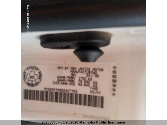 20258635 :رقم المزاد ، 5Y2SP67899Z407763 vin ، 2009 Pontiac Vibe مزاد بيع