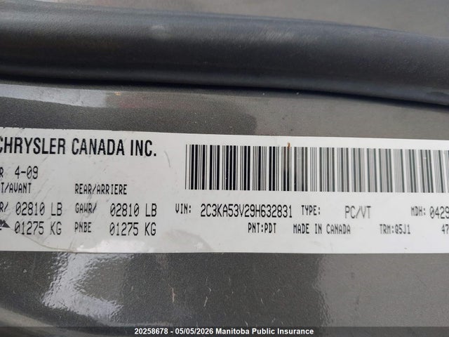 Продажа на аукционе авто 2009 Chrysler 300 Touring, vin: 2C3KA53V29H632831, номер лота: 20258678