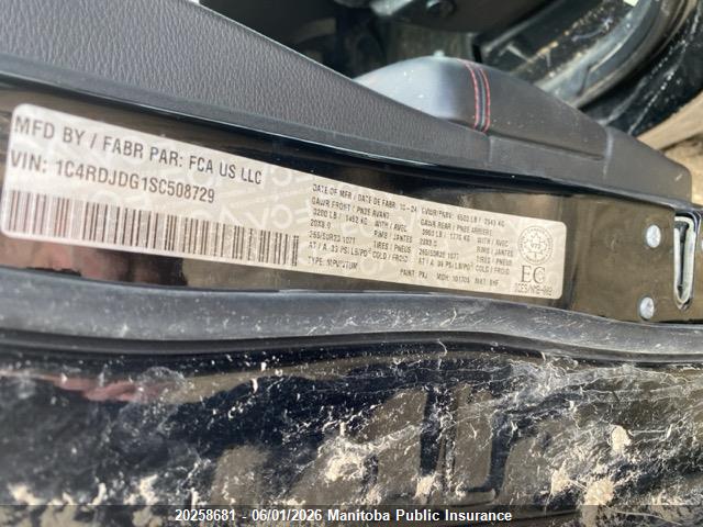 Продаж на аукціоні авто 2025 Dodge Durango Gt, vin: 1C4RDJDG1SC508729, номер лоту: 20258681