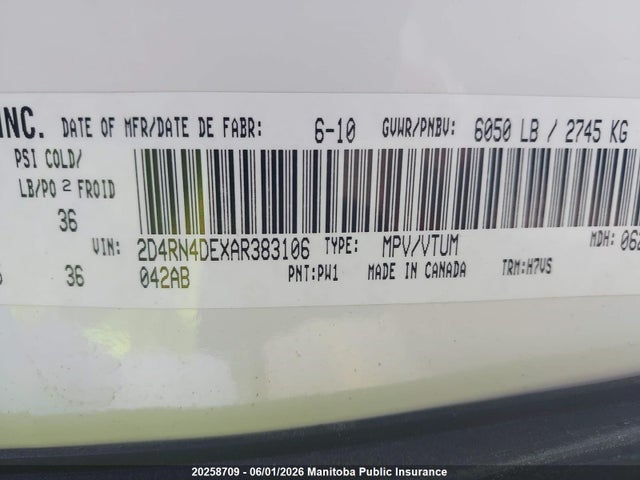 Продажа на аукционе авто 2010 Dodge Grand Caravan Se, vin: 2D4RN4DEXAR383106, номер лота: 20258709