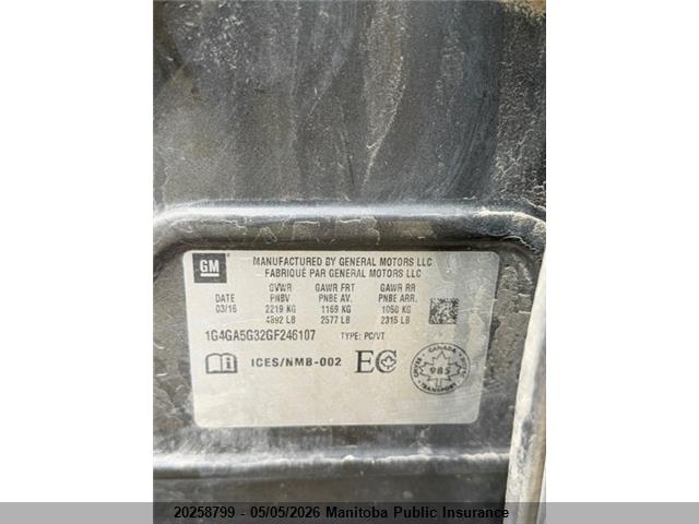 1G4GA5G32GF246107 Buick Lacrosse V6