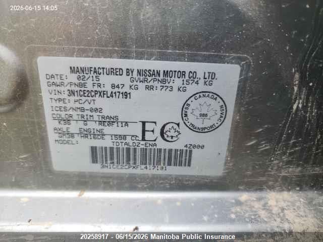 Nissan Versa Note Sv 2015 3N1CE2CPXFL417191 Image 9