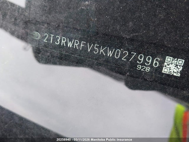 2T3RWRFV5KW027996 Toyota Rav4 Xle Hybrid