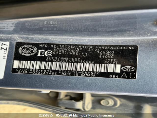 20258955 :رقم المزاد ، 2T1KR32E56C580983 vin ، 2006 Toyota Matrix Xr مزاد بيع