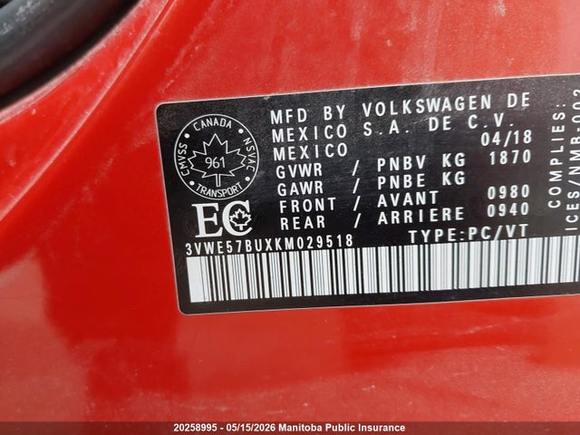 3VWE57BUXKM029518 Volkswagen Jetta 1.4 Tsi