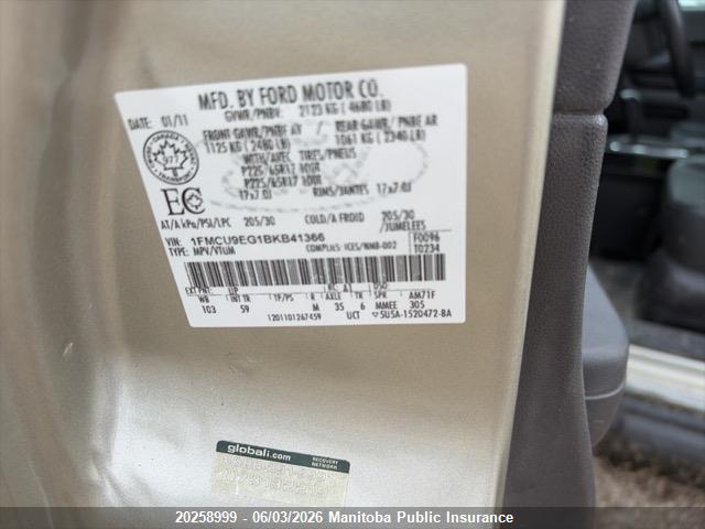Auction sale of the 2011 Ford Escape Limited V6, vin: 1FMCU9EG1BKB41366, lot number: 20258999