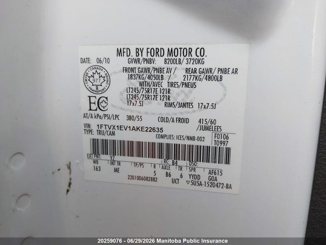 2010 Ford F150 Xlt Supercab მანქანა იყიდება აუქციონზე, vin: 1FTVX1EV1AKE22635, აუქციონის ნომერი: 20259076