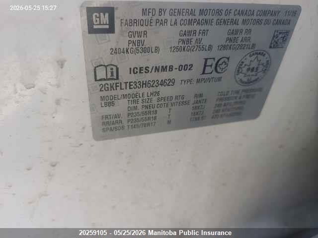 Продаж на аукціоні авто 2017 Gmc Terrain Sle V6, vin: 2GKFLTE33H6234629, номер лоту: 20259105